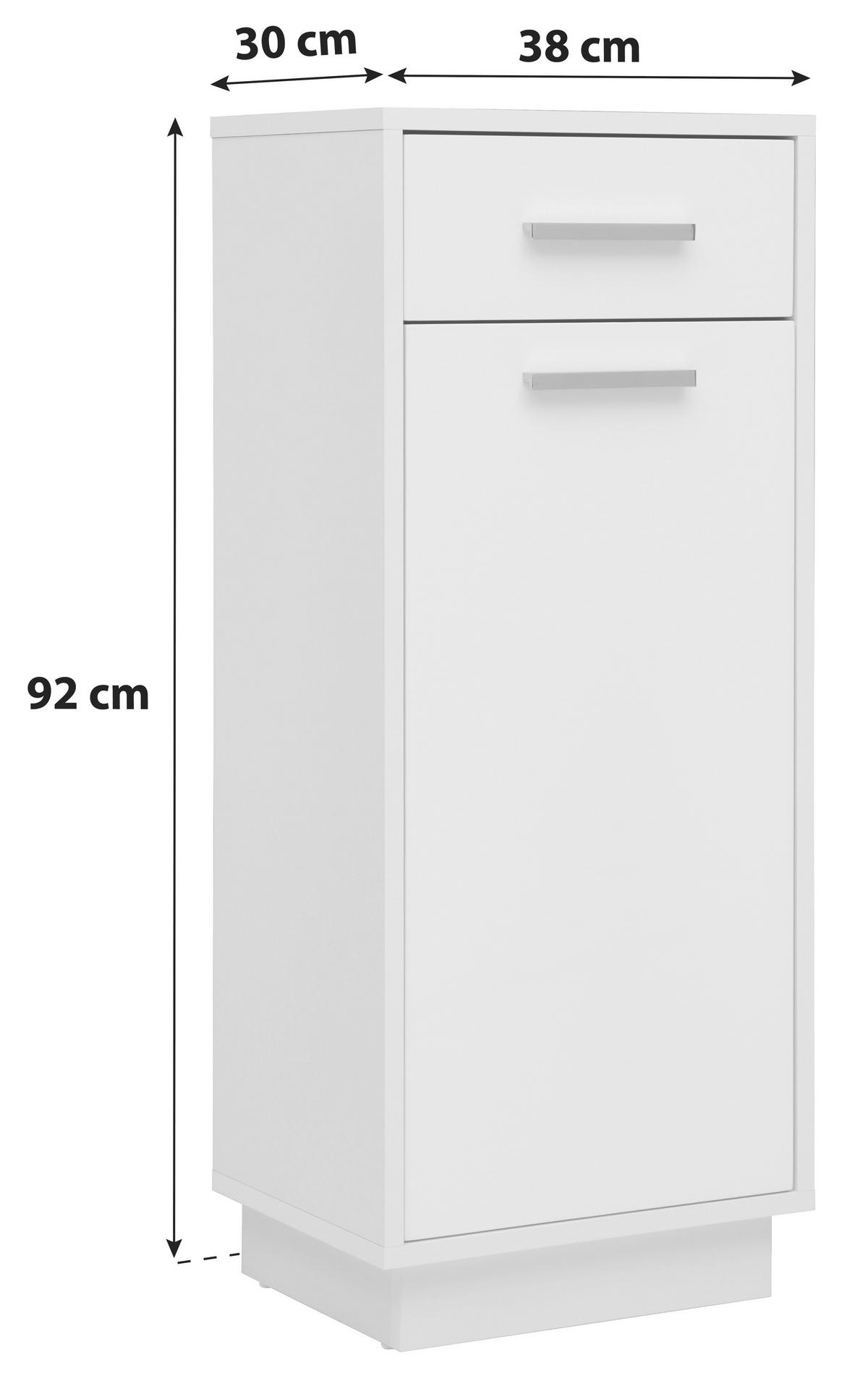 SPODNÁ SKRINKA MILANO - biela/chrómová, Modern, kov/kompozitné drevo (38/92/30cm)