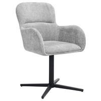 Armlehnstuhl Amber Chenille Grau, B: 56 cm - Schwarz/Grau, MODERN, Holz/Textil (57/85/63cm) - Livetastic
