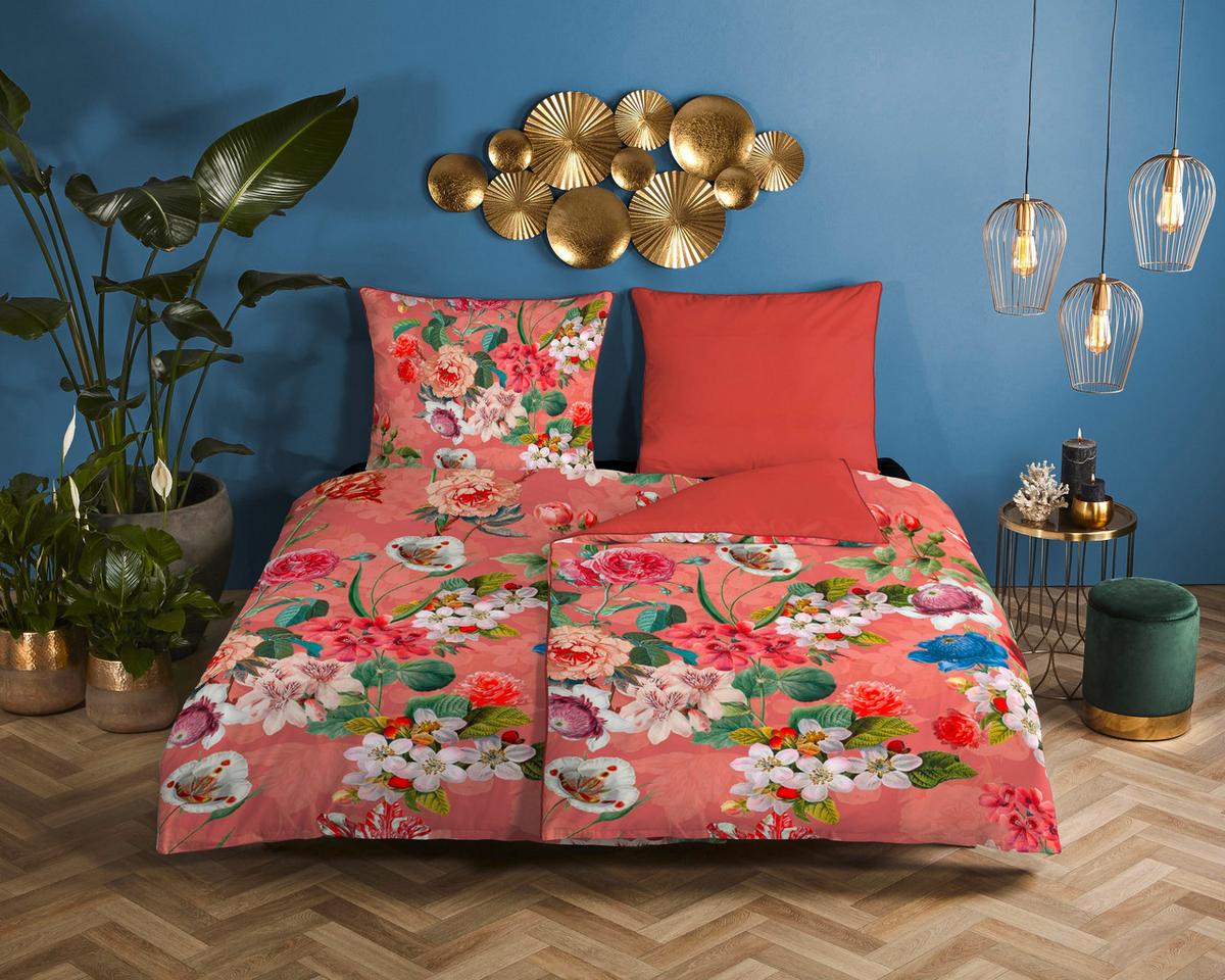 Bettwäsche Amalia Rot Terracotta 135x200 cm - Rot/Terracotta, Natur, Textil (135/200cm)