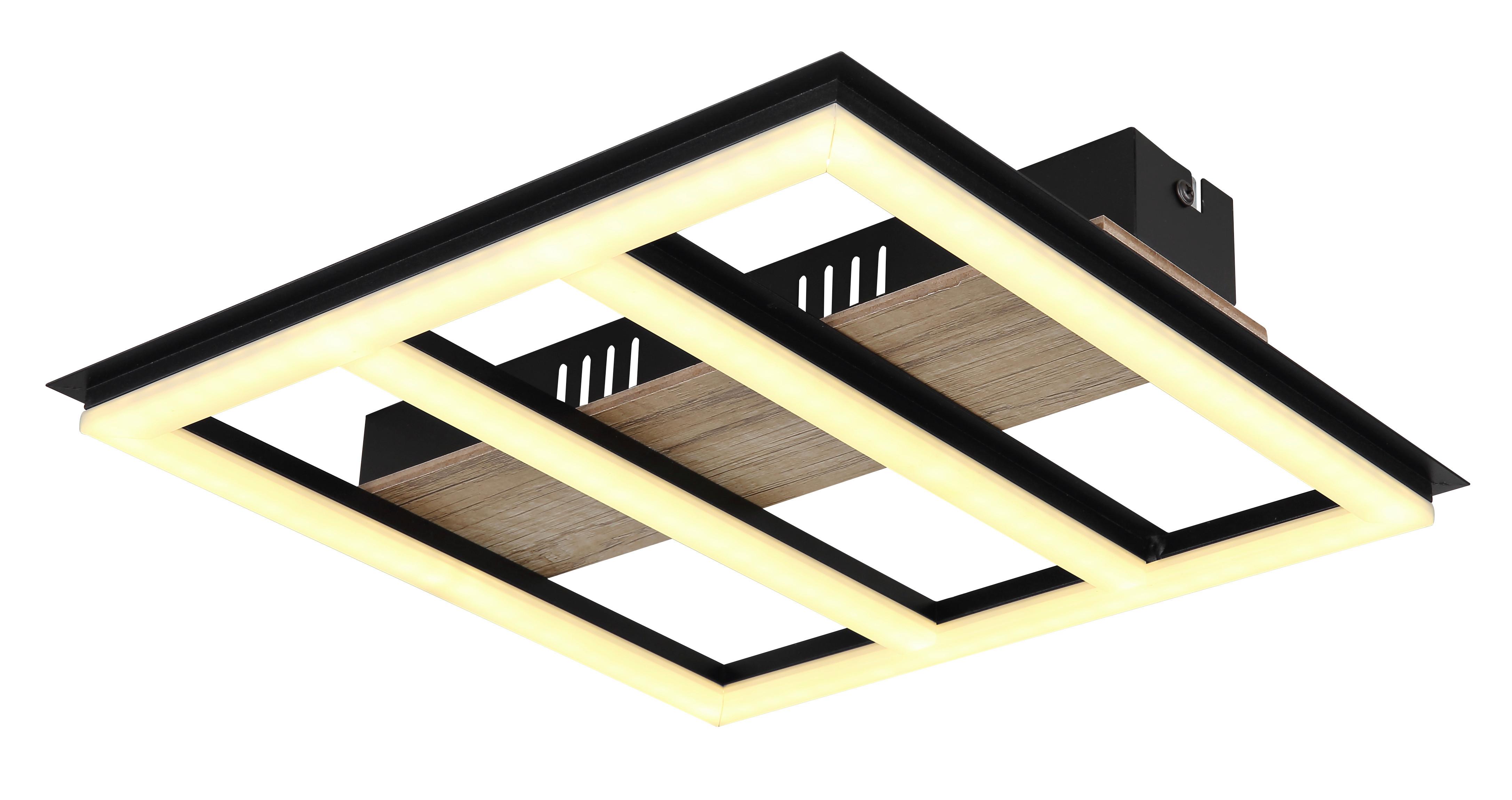 LED-Deckenleuchte 67291-18 - Dunkelbraun/Opal, Natur, Holzwerkstoff/Kunststoff (30/30/5,5cm) - Globo