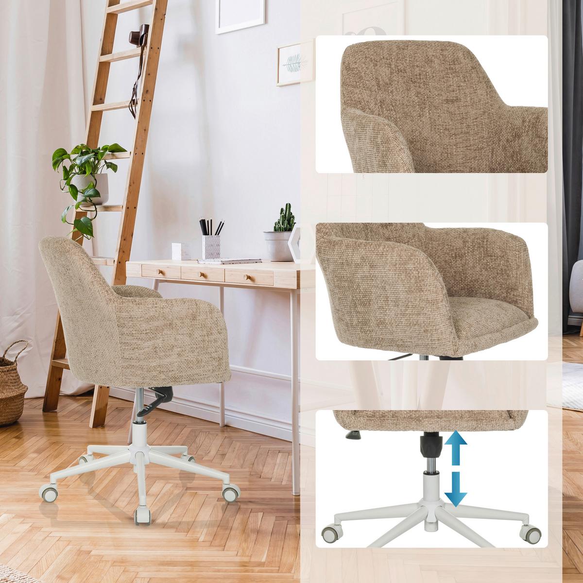 Drehstuhl Solao Home Beige B: 58 cm - Beige/Weiß, MODERN, Kunststoff/Textil (58/78/60cm) - MID.YOU