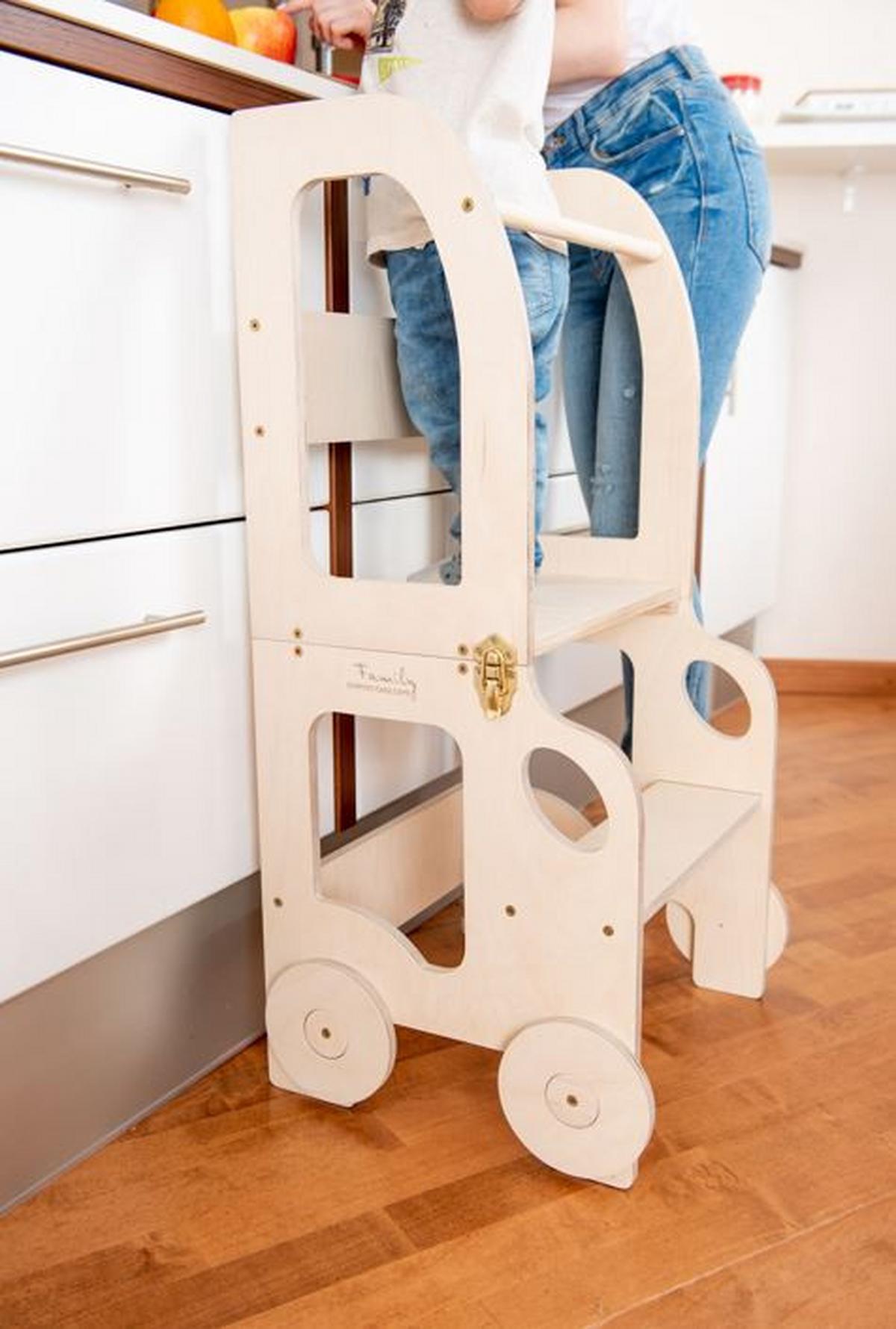 Kombihochstuhl Car Step Stool lackiert - Klar, Basics, Holz (38/90/40cm)