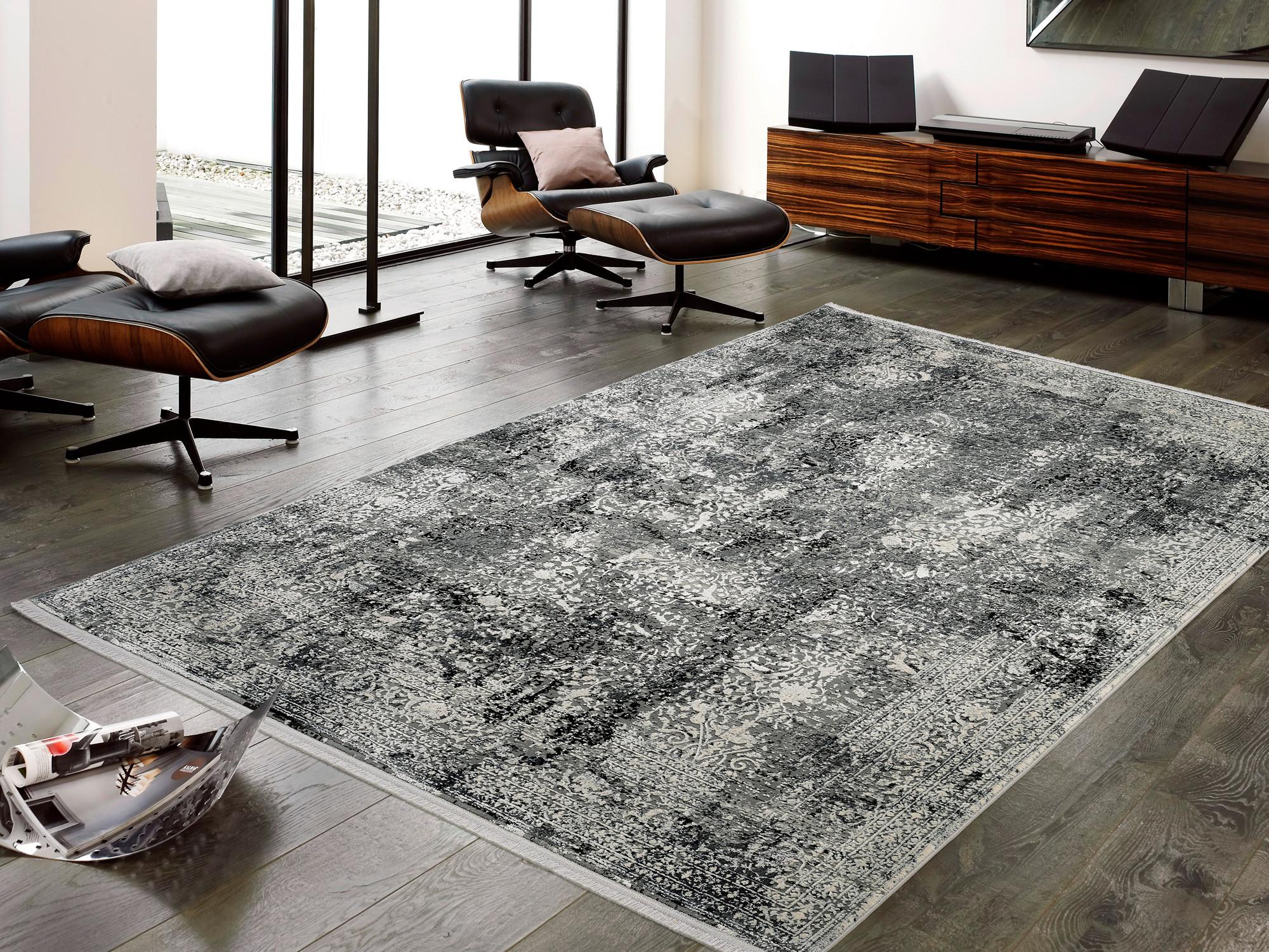 Webteppich Avignon - Dunkelgrau, Design, Textil (67/130cm) - Dieter Knoll