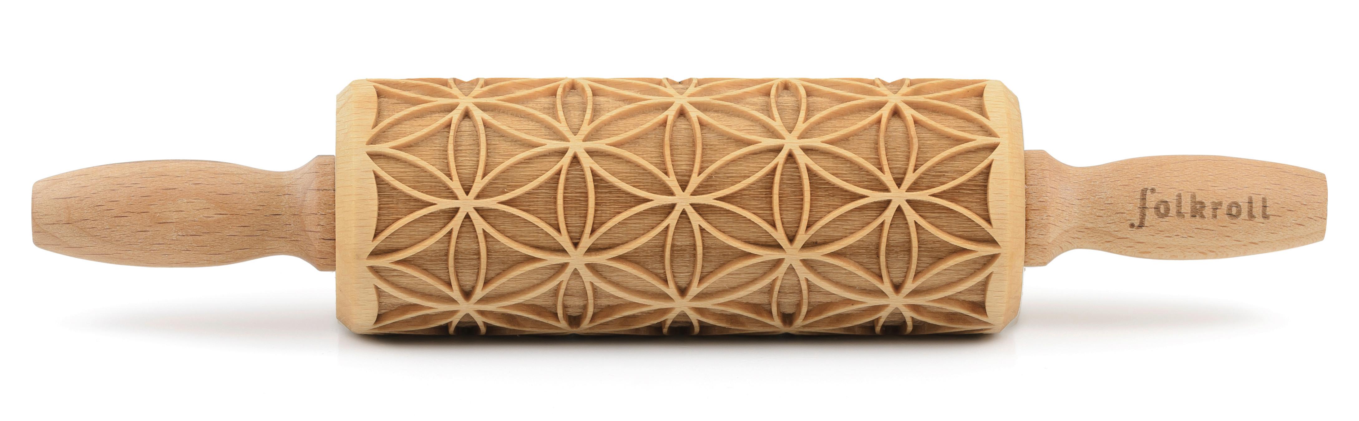 Motiv-teigrolle, Holz, Sterne Teigrolle 3d Motivbuchenholz - Naturfarben, Basics, Holz (23/4,5/4,5cm) - Folkroll