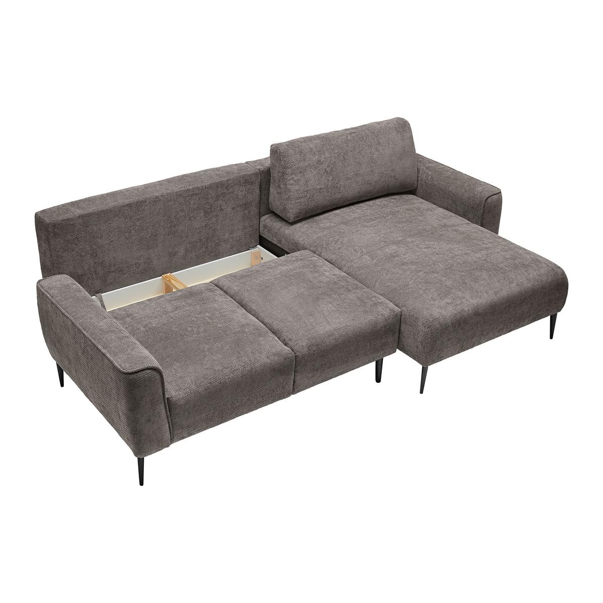Rohová sedačka CUSTOM, pravá, tmavě šedá - černá/tmavě šedá, Moderní, kov/textil (255/164cm) - Mömax