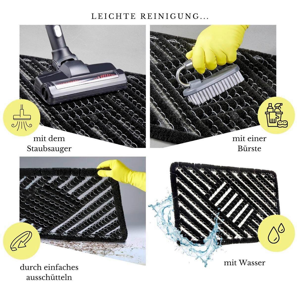 KOKOSMATTE GRID BRUSHES SCHWARZ 45X75 CM - Schwarz, Basics, Naturmaterialien (45/75cm) - Hanse Home