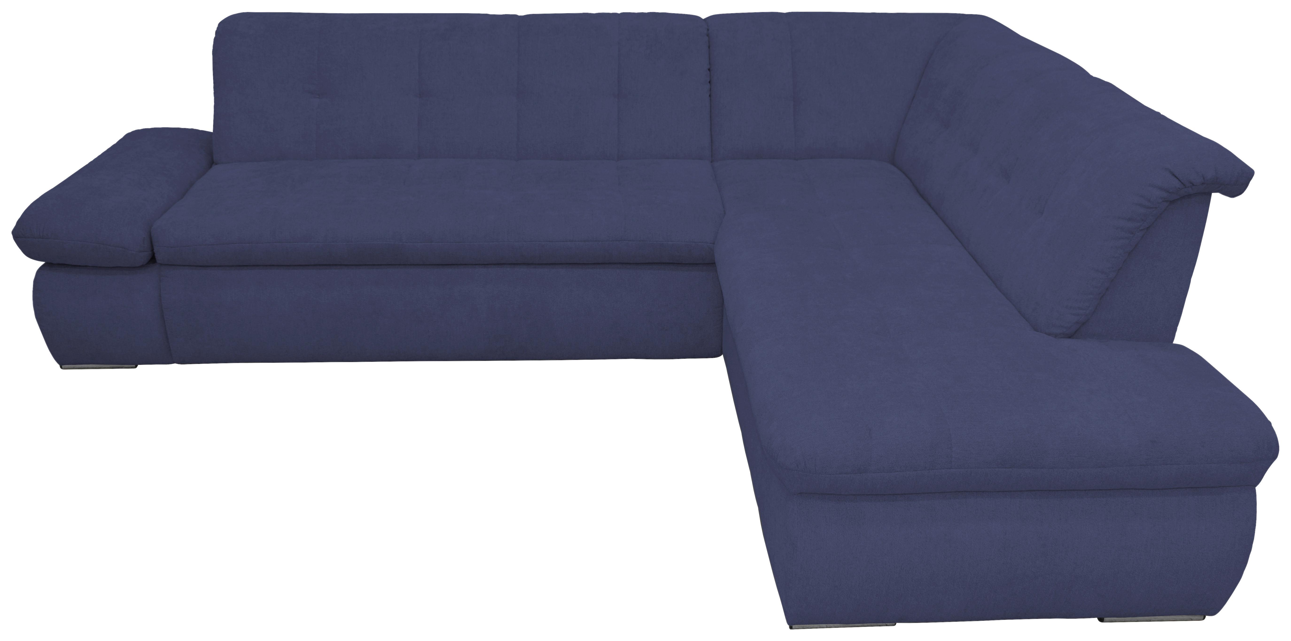 Ecksofa Mit Schlaffunktion Moric Dunkelblau Mikrofaser - Chromfarben/Dunkelblau, KONVENTIONELL, Textil (273/216cm) - MID.YOU