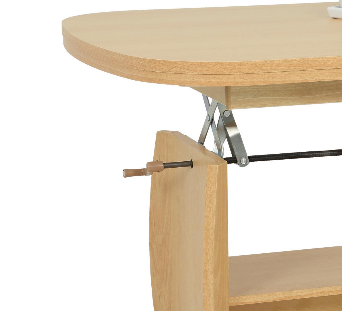 Couchtisch Höhenverstellbar + Ablagefach Michael, Buchefarbe - Buchefarben, Basics, Holzwerkstoff (90 - 142/52 - 62/68cm) - MID.YOU