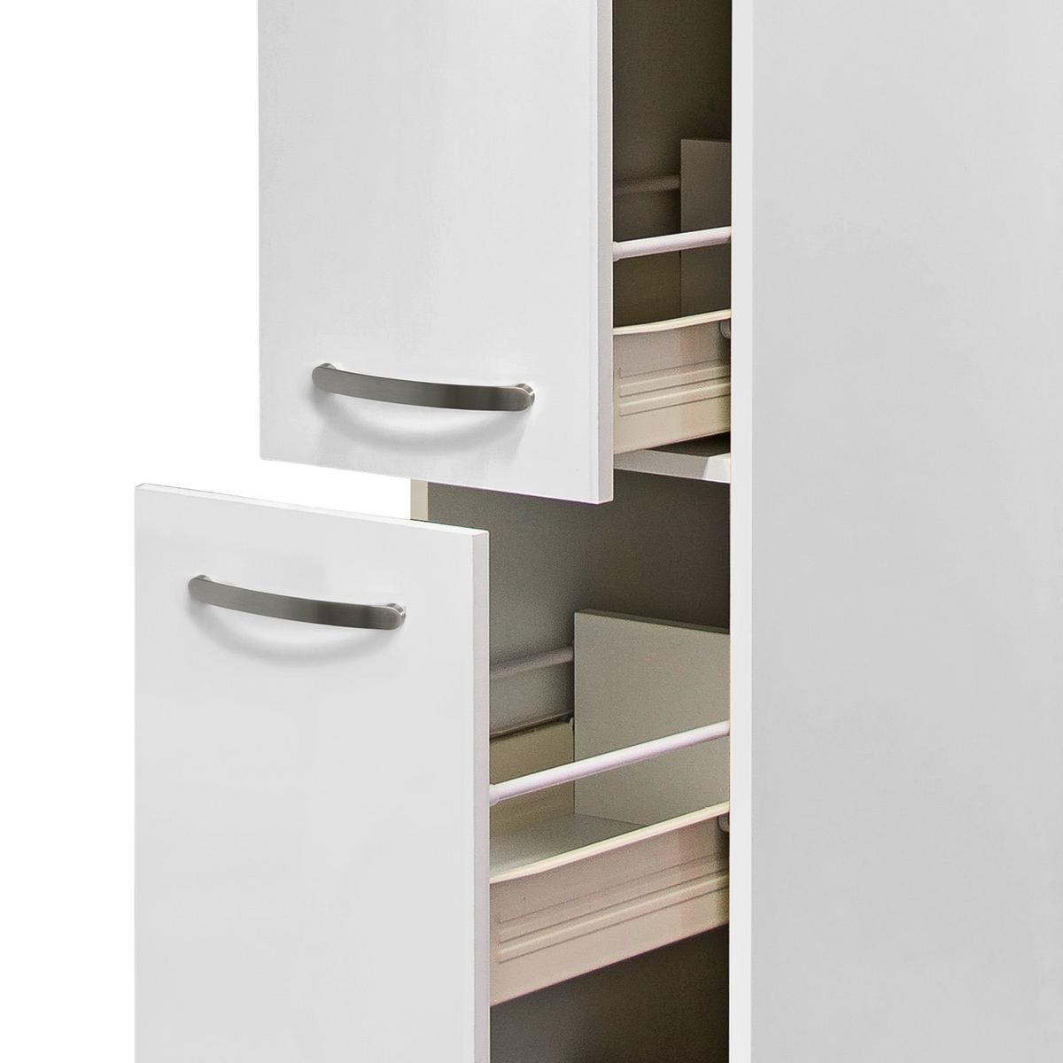 Apothekerschrank Alba B: 30 Cm Weiß 2 Auszüge 5 Ablagen - Weiß Hochglanz/Weiß, MODERN, Holzwerkstoff (30/200/57cm)