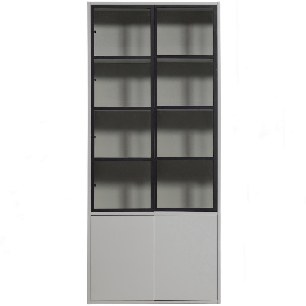 Vitrine Basic Grau B: 101 cm - Schwarz/Grau, Design, Glas/Holz (101/230/40cm) - Livetastic