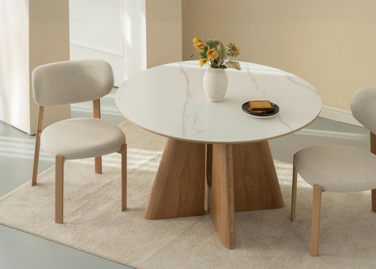 Esstisch Otis Weiß/Eichefarben D: 120 cm - Eichefarben/Weiß, MODERN, Holz/Holzwerkstoff (120/120/75cm) - Livetastic