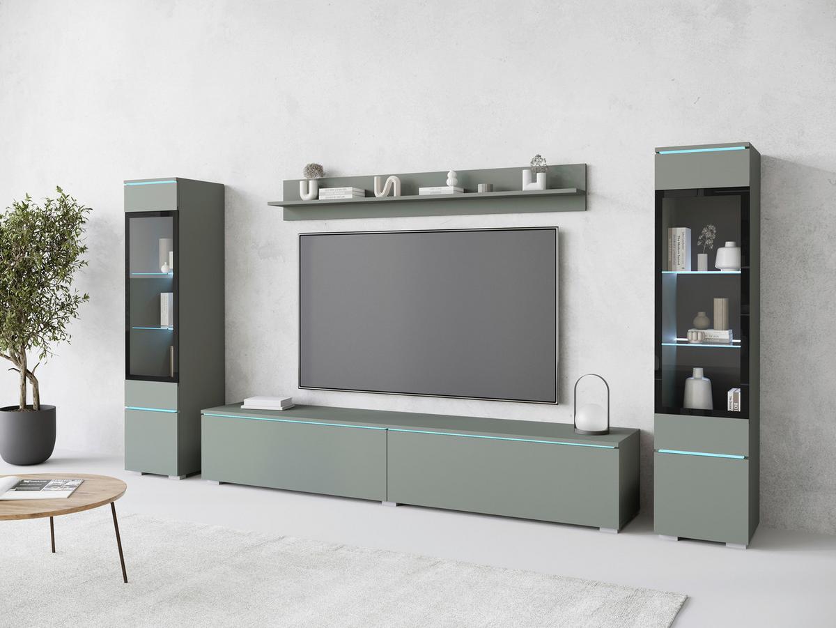 OBÝVACÍ STĚNA VERA II - šedá/zelená, Trend, kompozitní dřevo/plast (240/130/33cm)
