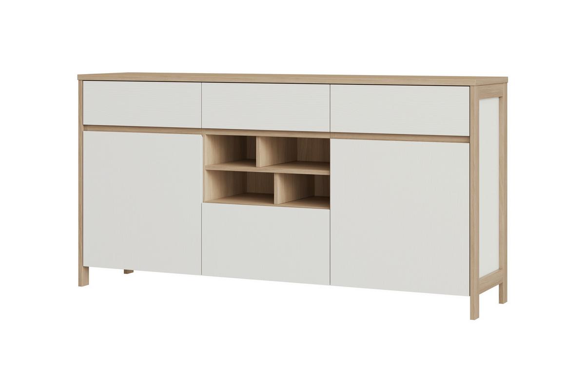Sideboard Stranda Weiß/Eiche B: 164cm - Eichefarben/Weiß, Design, Holzwerkstoff (164/85/39cm) - MID.YOU