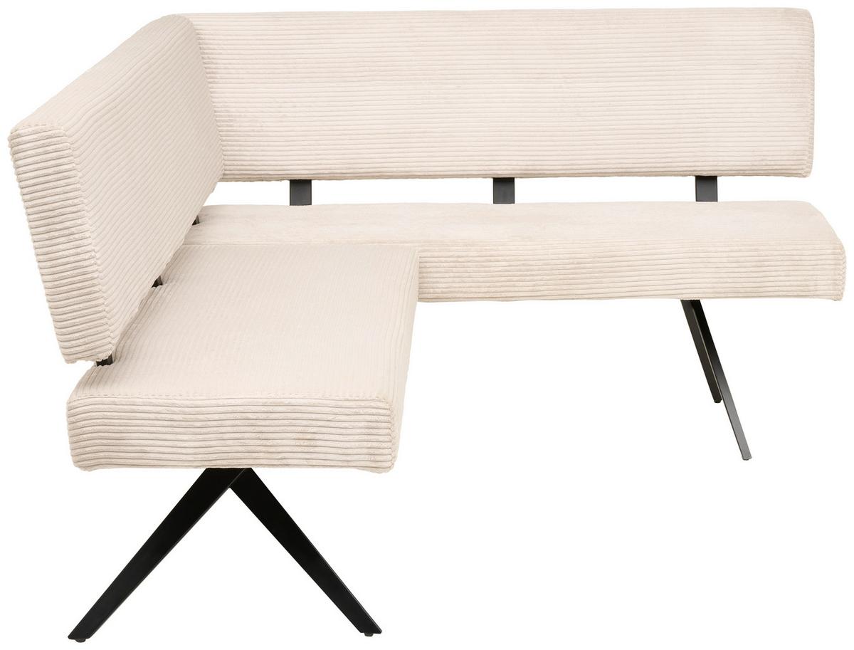 Eckbank Chios Cord Beige, S: 190x150 Cm - Beige/Schwarz, KONVENTIONELL, Textil/Metall (190/150cm) - MID.YOU