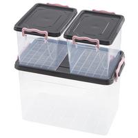 Aufbewahrungsbox Lia Mit Deckel 3er-Set Stapelbar - Transparent/Rosa, Kunststoff - Homezone