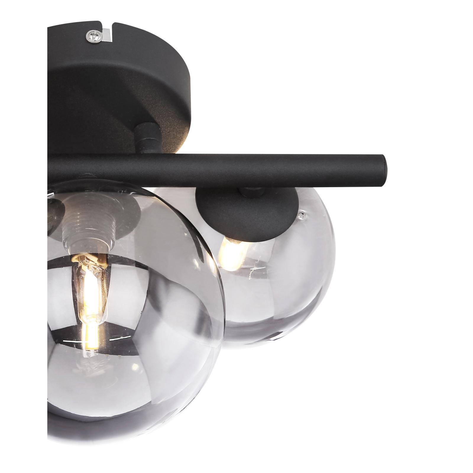 LED-Wandleuchte Riha 3-Flammig Rauchglas - Schwarz, Design, Glas/Metall (28/19cm) - Globo