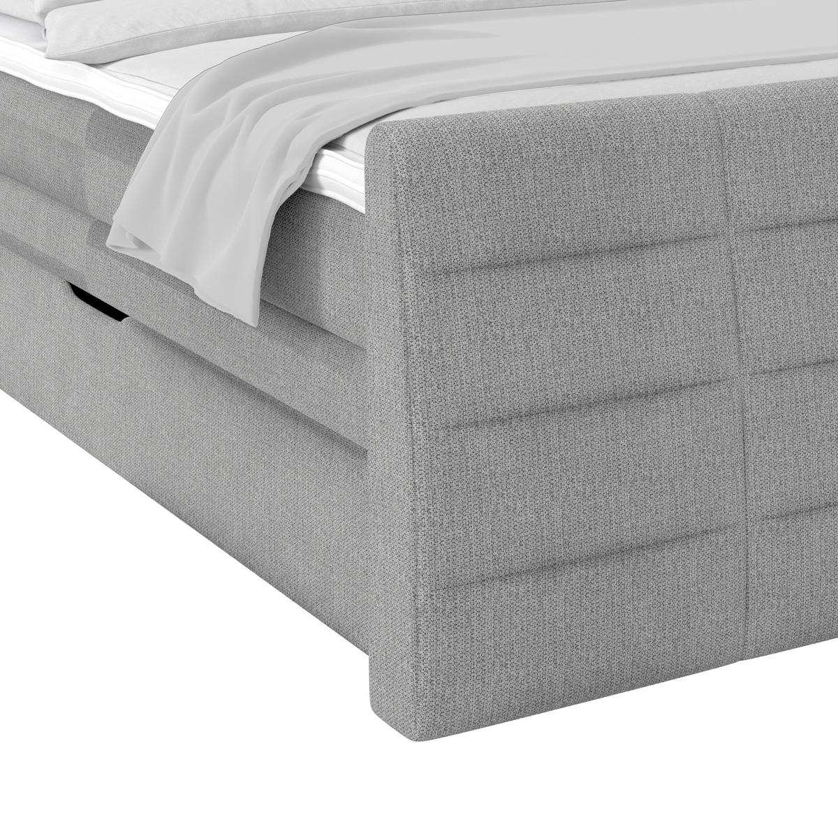 Boxspringbett Libra - Grauweiß/Schwarz, KONVENTIONELL, Textil (160/200cm)