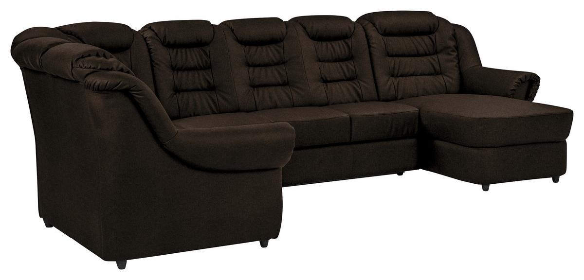 Wohnlandschaft Boston Braun Chenille - Schwarz/Braun, KONVENTIONELL, Textil (216/333/165cm) - Livetastic