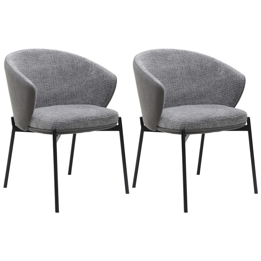 Armlehnstuhl-set Cara Samt Grau B: 56 Cm