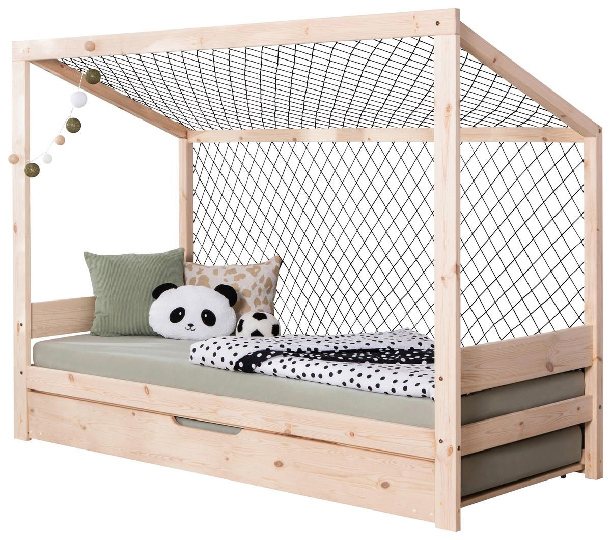 Bodenbett Mit Bettkasten 90x200 Cm Naturfarben - Naturfarben, MODERN, Holz/Textil (90/200cm) - MID.YOU