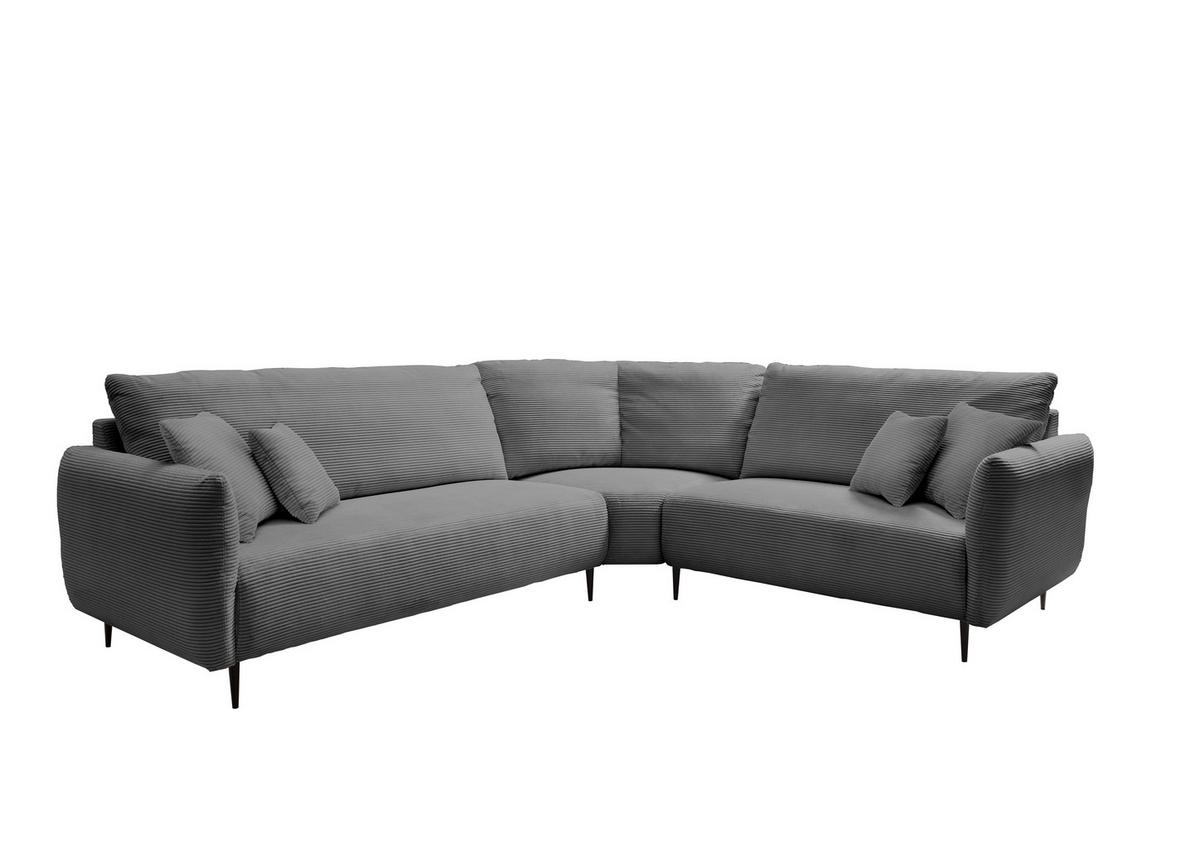 Ecksofa Vanilla Grau S: 294x256 Cm - Schwarz/Grau, Design, Textil (294/256cm) - Livetastic
