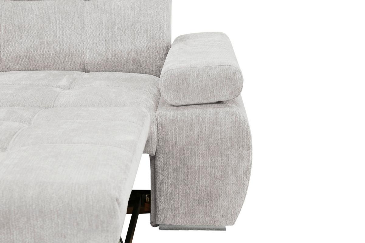 Rohová sedačka VEGAS, levá, světle šedá žinylka - barvy stříbra/světle šedá, Design, dřevo/textil (173/294cm)