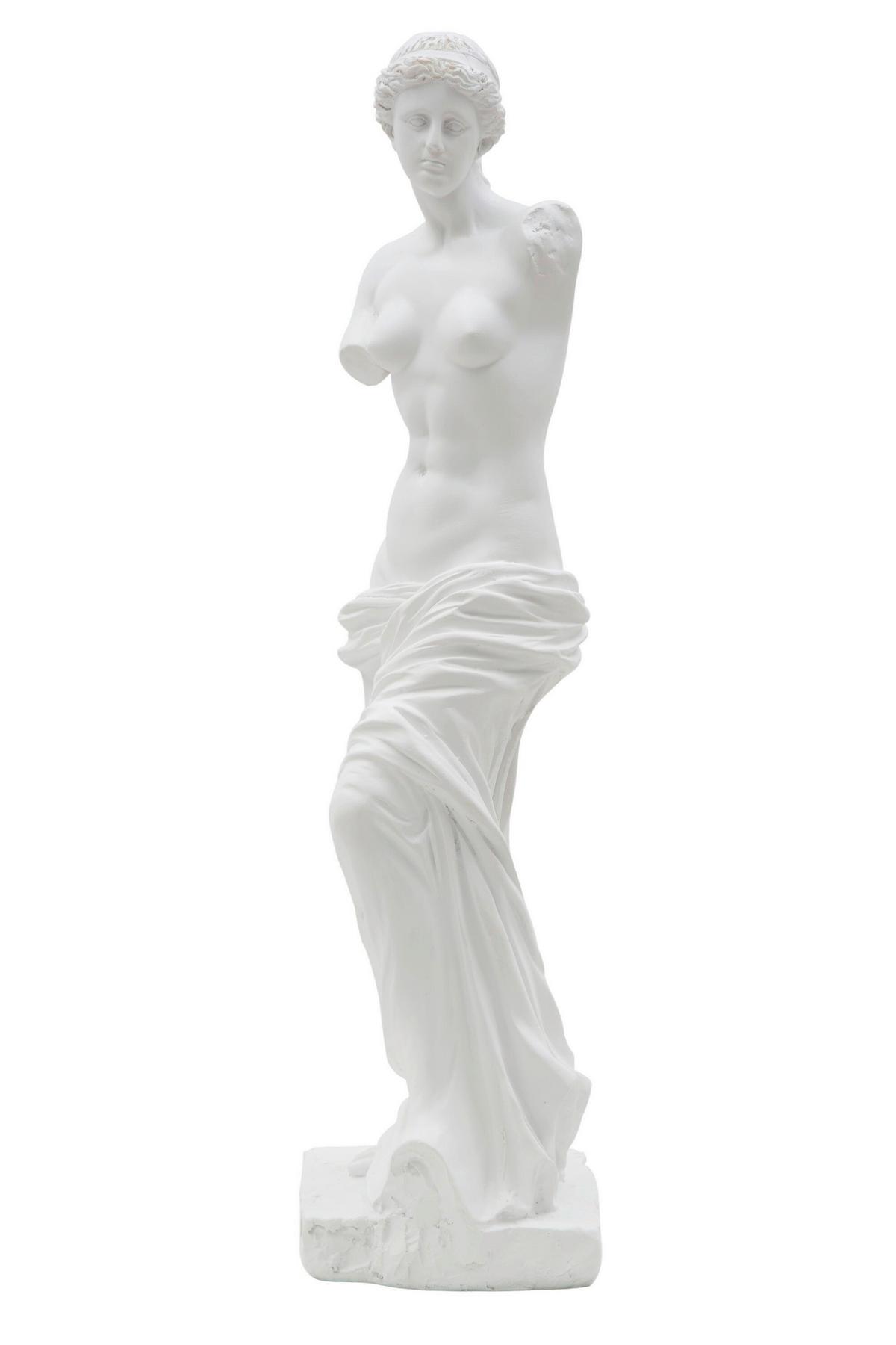 Skulptur Statue Woman Weiß, B: 14 cm - Weiß, Basics, Kunststoff (14/49/12cm)