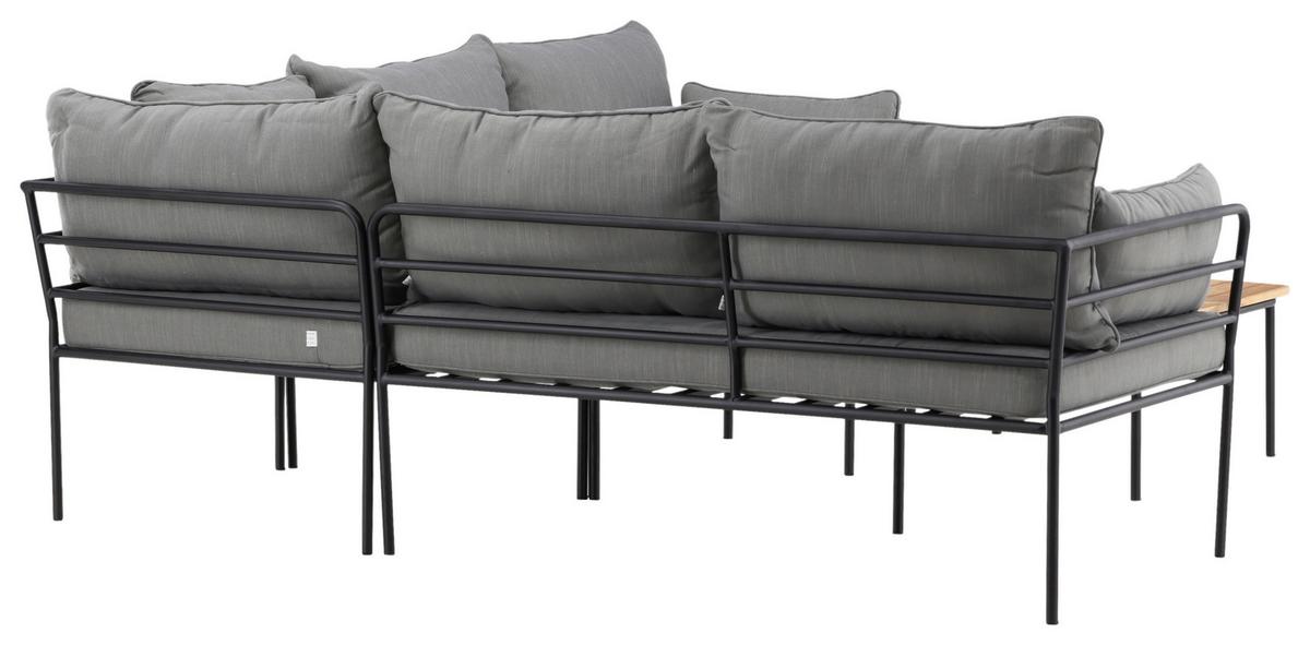 Loungegarnitur 2-Tlg Penh Metall/Akazienholz mit Kissen - Schwarz/Grau, KONVENTIONELL, Holz/Metall - Gardenson