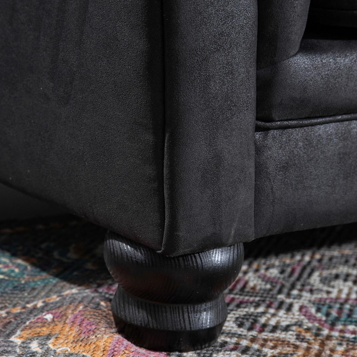 Chesterfield-Sofa Slopes Dunkelgrau 3-Sitzer - Dunkelgrau/Dunkelbraun, KONVENTIONELL, Textil (203/79/93cm) - Livetastic