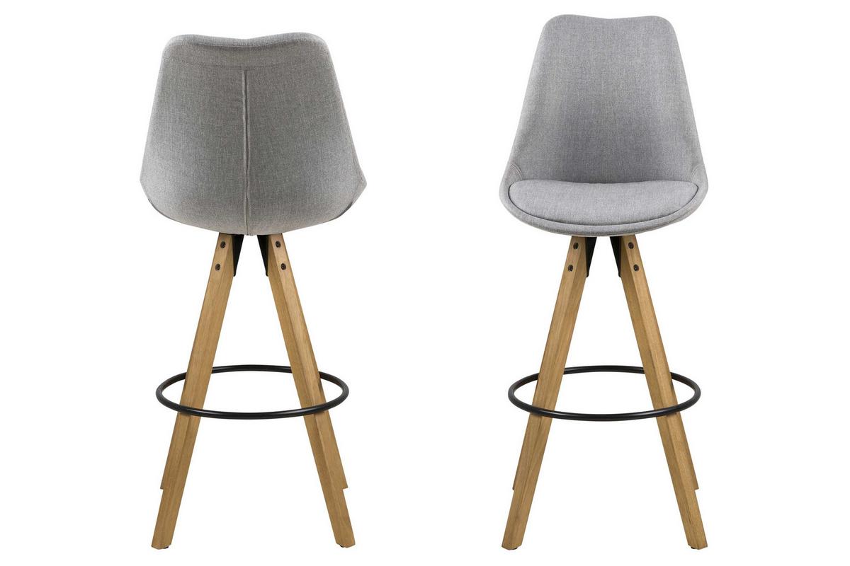 Barová židle DIMA světle šedá - šedá/barvy dubu, Moderní, dřevo/textil (48,5/111,5/55cm)