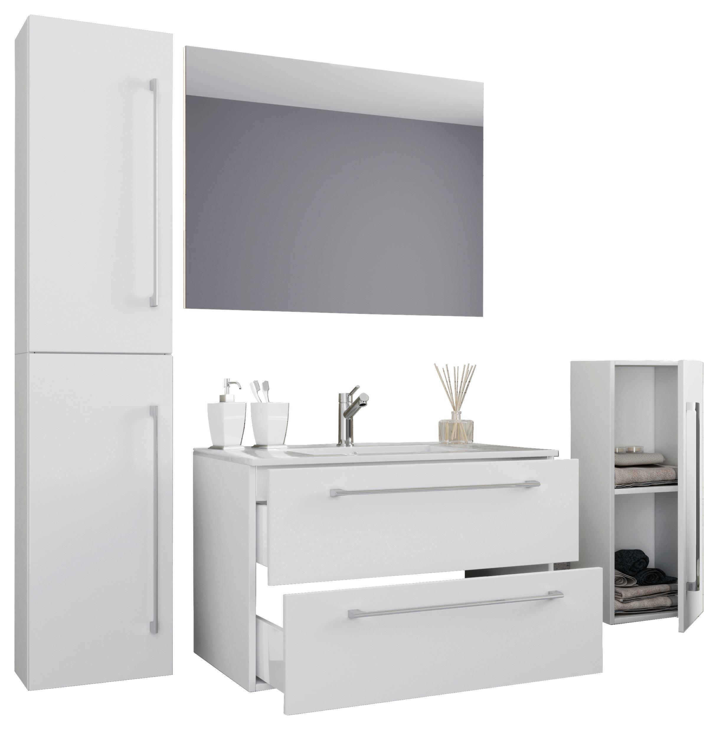 Badezimmer Badinos 5-Teilig Weiß B: 126 cm - Weiß, MODERN, Keramik/Holzwerkstoff (126cm) - MID.YOU