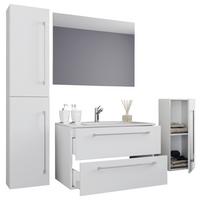 Badezimmer Badinos 5-Teilig Weiß B: 126 cm - Weiß, MODERN, Keramik/Holzwerkstoff (126cm) - MID.YOU