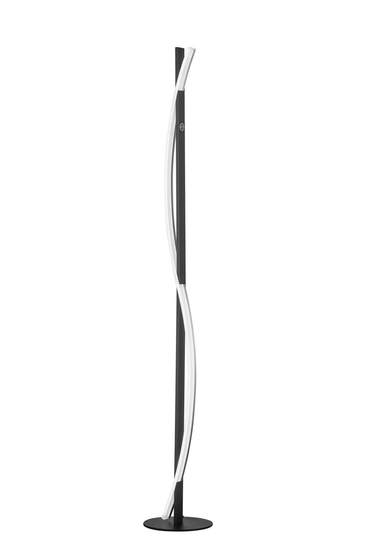 LED-Stehlampe Bridge dimmbar Schwarz/Weiß Touch - Schwarz/Weiß, Design, Kunststoff/Metall (144,5cm) - Fischer & Honsel
