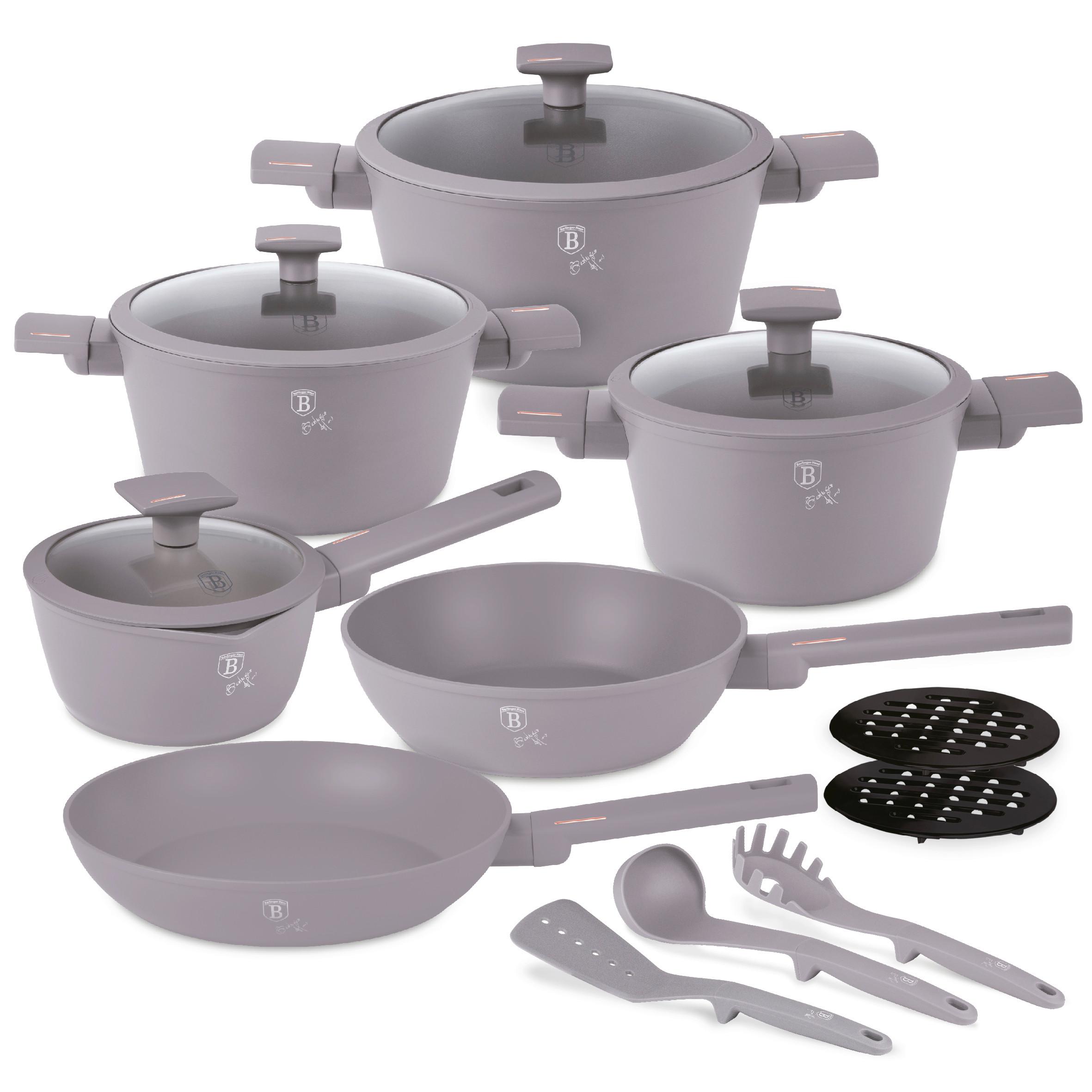 Kochtopfset 15-teilig, Taupe - Taupe, Basics, Metall