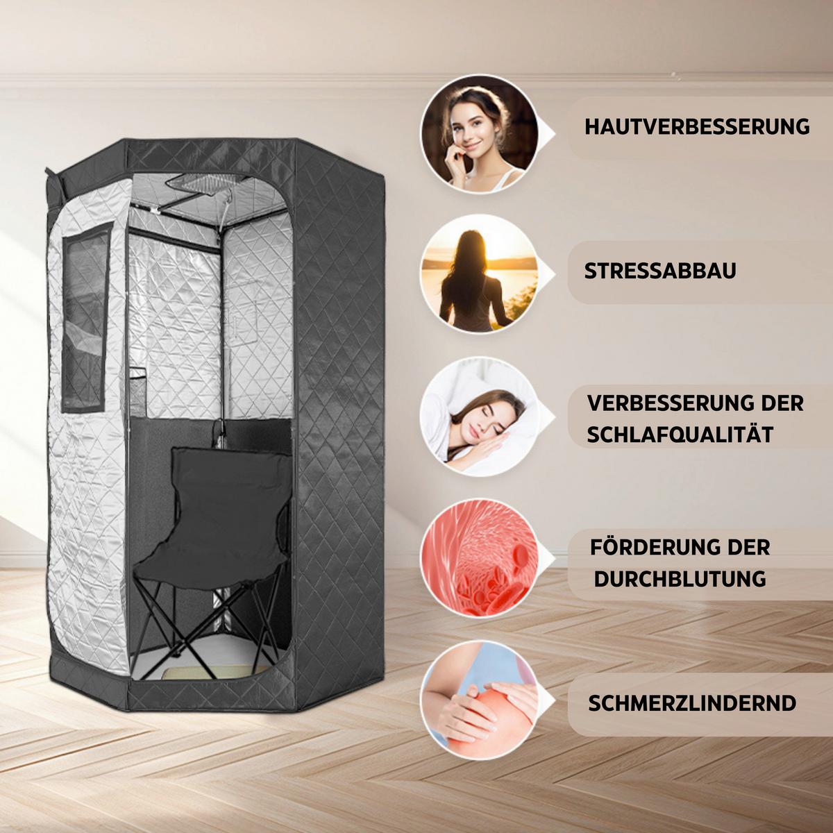 Infrarotkabine Tragbare Infrarotkabine - Schwarz, KONVENTIONELL, Kunststoff (90/190/90cm) - Sanotechnik