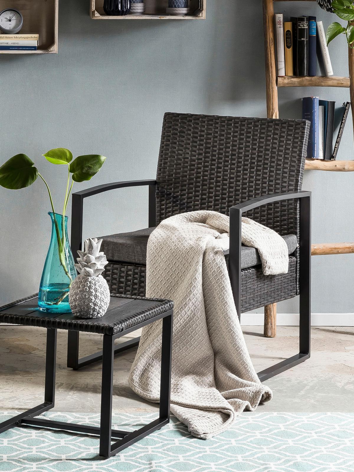 GARTENTISCHGRUPPE Anthrazit/Grau 5-teilig - Anthrazit/Grau, Design, Kunststoff/Metall - MID.YOU