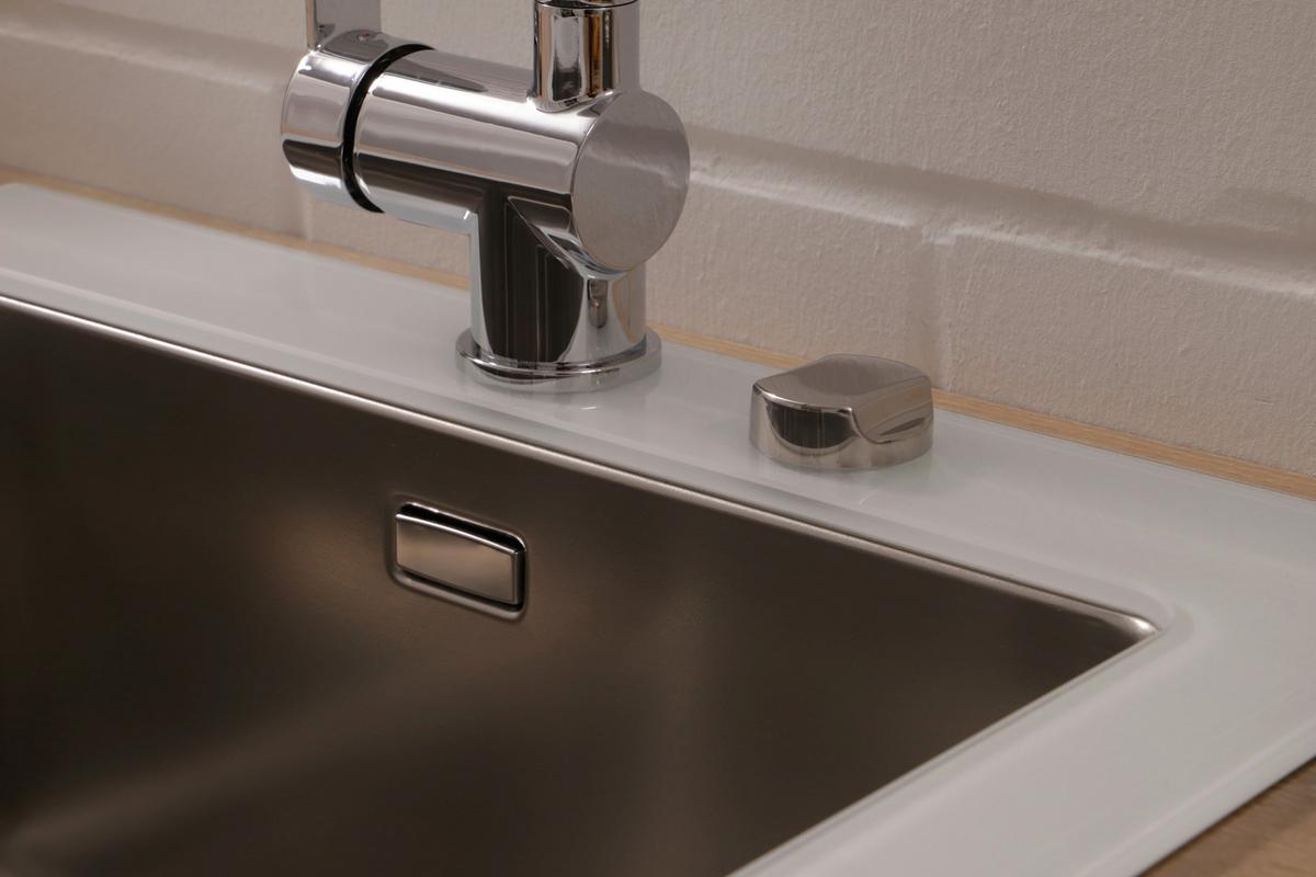Spüle Respekta Edelstahl/glas Bxt: 55x53 Cm - Weiß, Trend, Glas/Metall (55/21/53cm) - Respekta