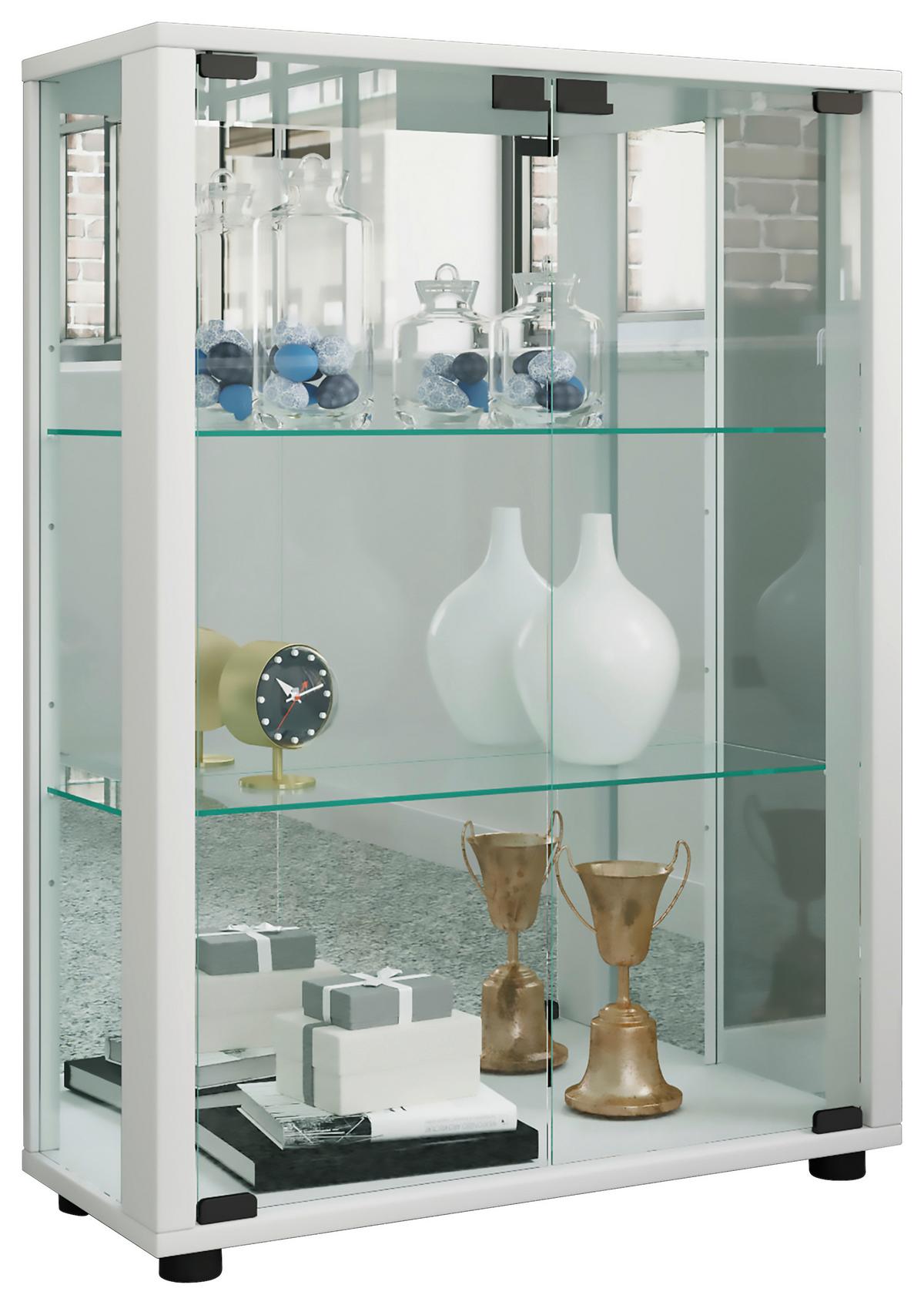 Vitrine Sintalo Weiß B: 60 Cm - Schwarz/Weiß, MODERN, Glas/Holzwerkstoff (60/80/25cm) - MID.YOU