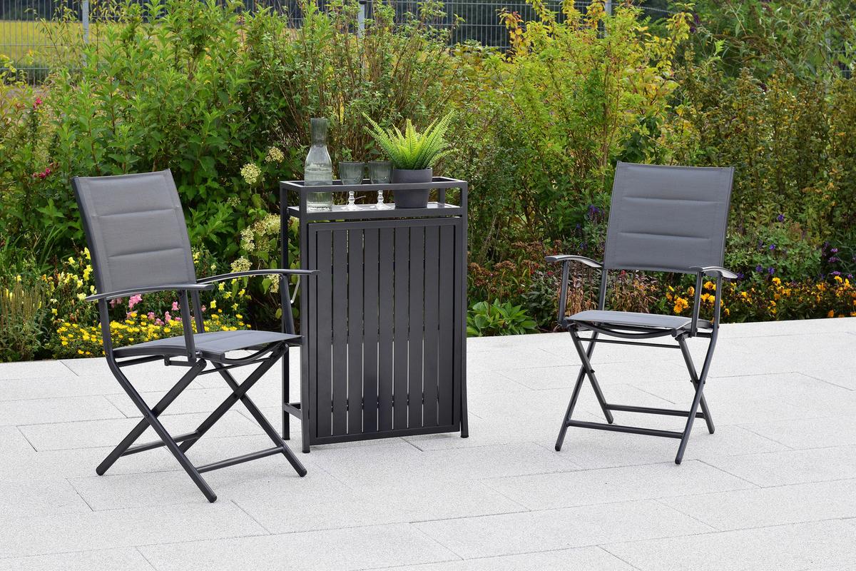 Gartenset Florenz - Graphitfarben/Grau, MODERN, Textil/Metall - Gardenson