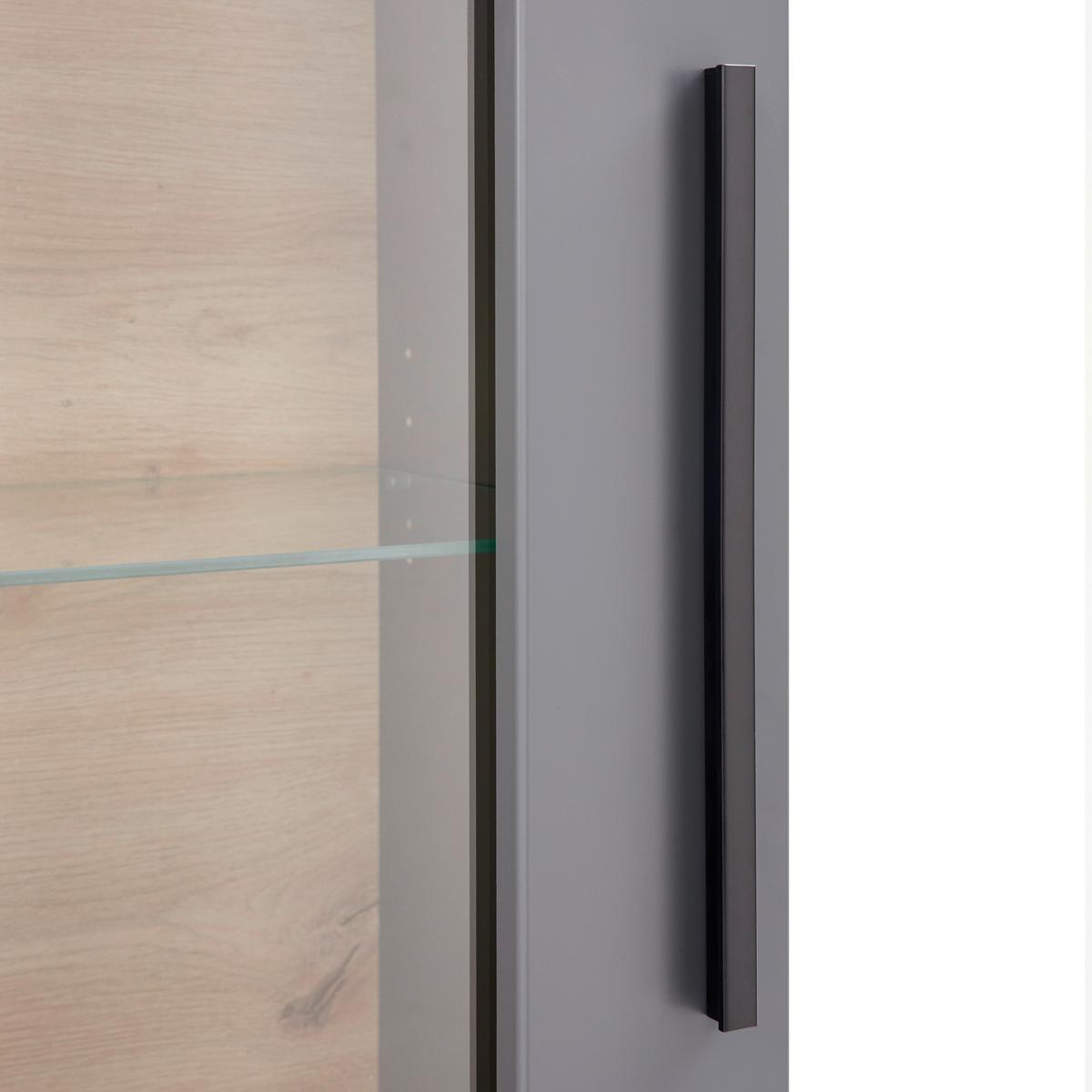 Wohnkombination 4-Tlg. Atlanta Grau/Eiche Dekor - Eichefarben/Silberfarben, MODERN, Glas/Holzwerkstoff (300,3/203,2/46,2cm)