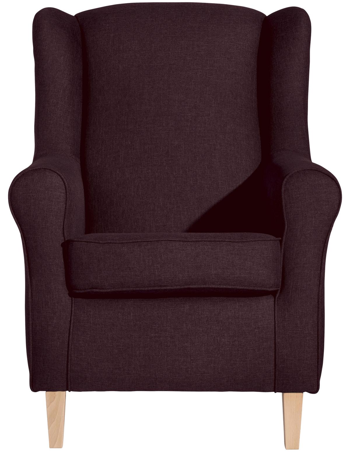 Ohrensessel Lorris - Buchefarben/Dunkelrot, Design, Textil (77/103/86cm) - Max Winzer
