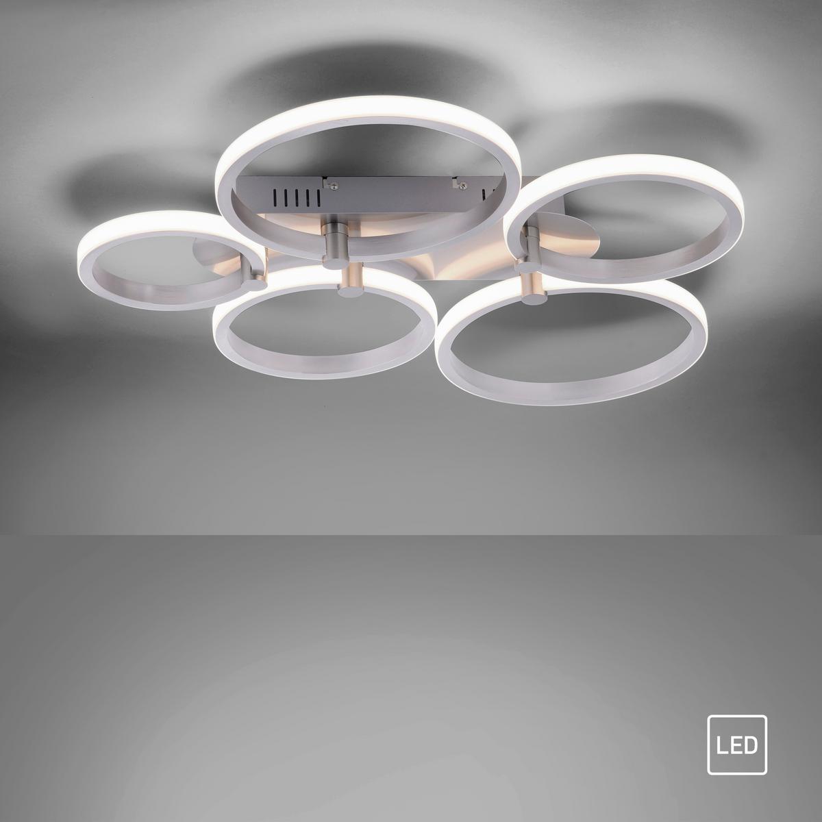 LED-Deckenleuchte Johanna L: 66 cm, 3 Helligkeitsstufen - Silberfarben, Design, Metall (66/55/8,5cm)