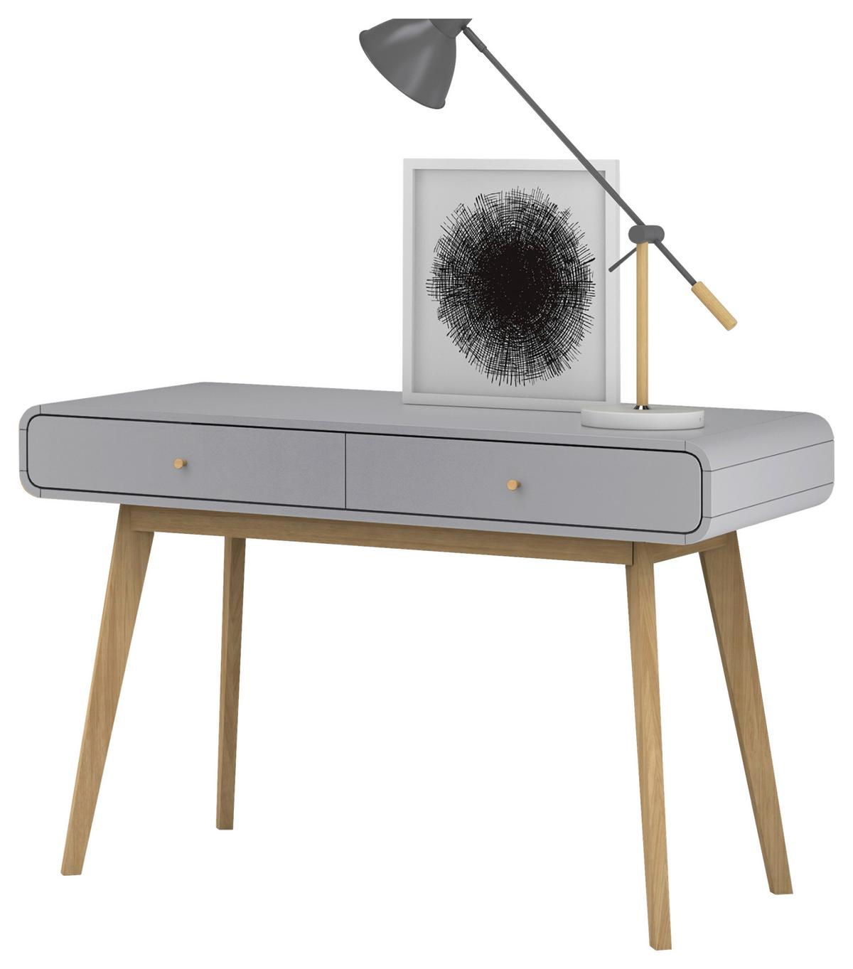 Schreibtisch Cassie Grau/Eichefarben L: 120cm - Eichefarben/Grau, Design, Holzwerkstoff (120/79/50cm) - MID.YOU