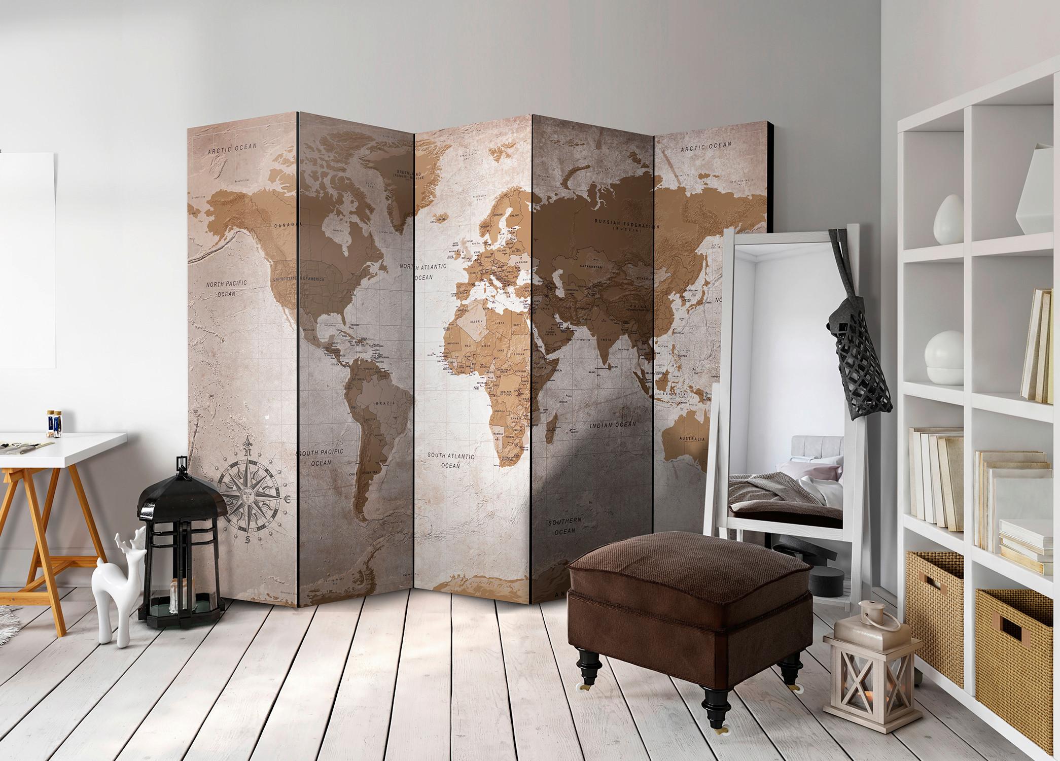 Paravent Cappuccino B: 225 cm - Cappuccino, Basics, Holz/Textil (225/172/3cm) - artgeist