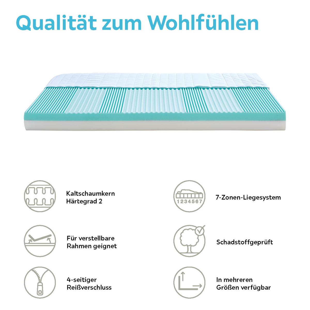 Kaltschaummatratze Lisi 140x200 Cm H2, H: 17 Cm - Weiß, KONVENTIONELL, Textil (140/200cm) - Livetastic