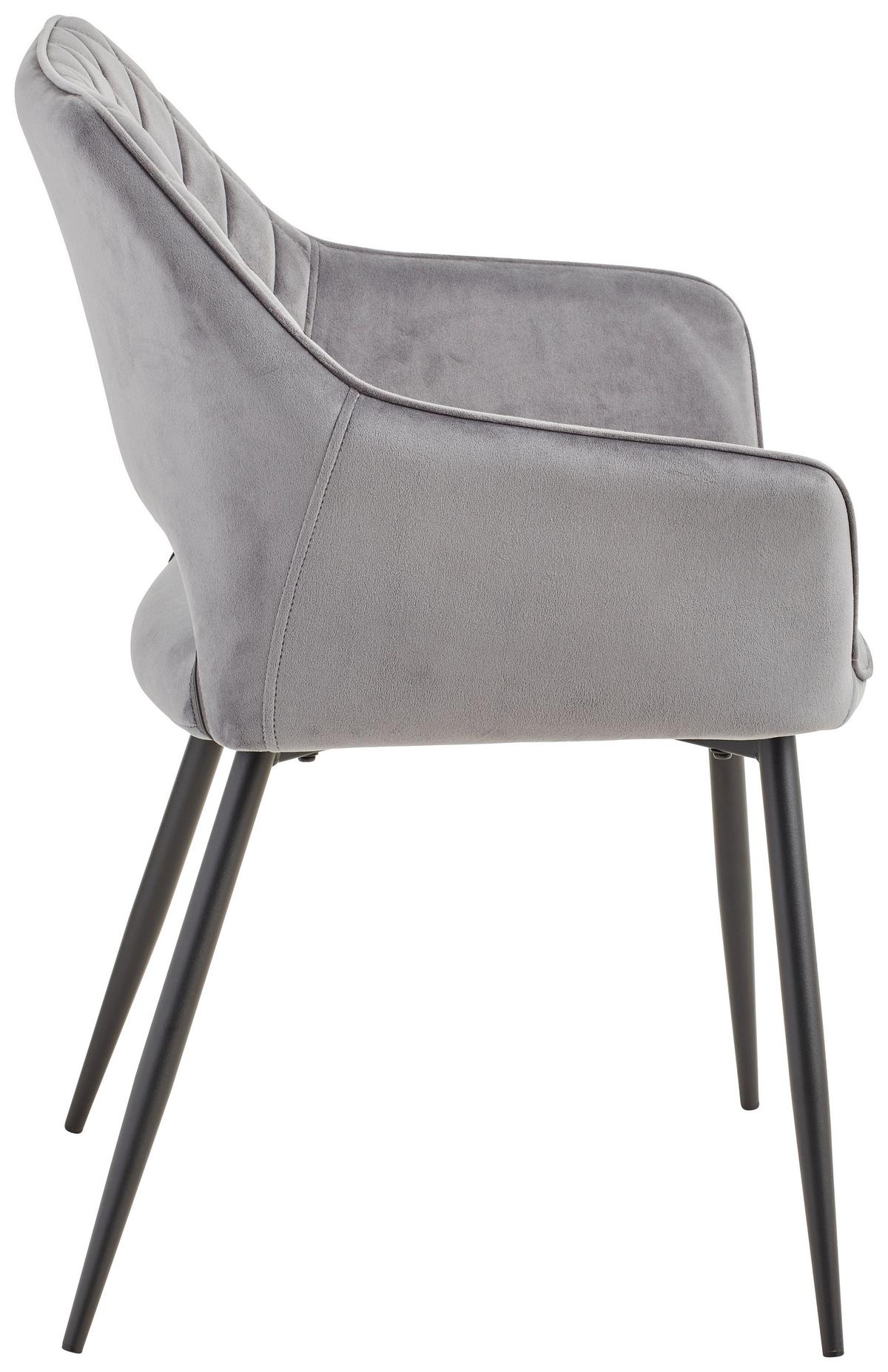 Armlehnstuhl Genua Dunkelgrau Gepolstert - Dunkelgrau/Schwarz, KONVENTIONELL, Holz/Textil (56/80,5/56cm) - MID.YOU