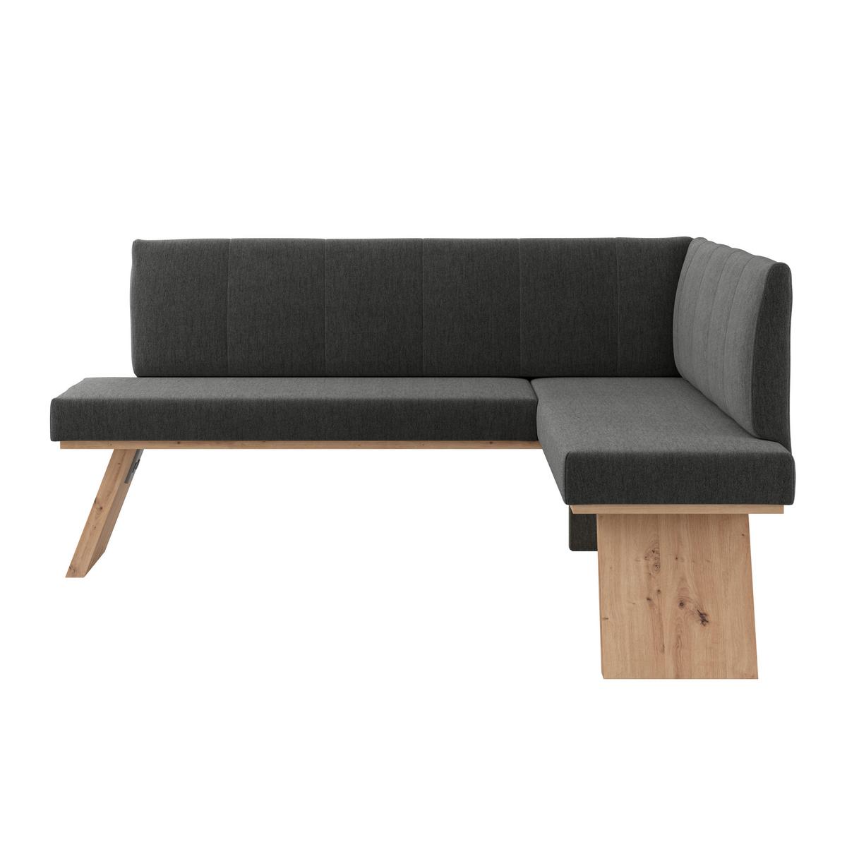 Eckbank Emma Ii - Eichefarben/Schwarz, KONVENTIONELL, Holzwerkstoff/Textil (185/150cm)