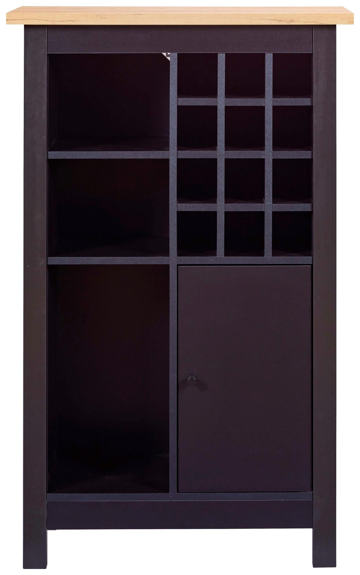 Weinschrank Helina - Schwarz/Eiche Artisan, Design, Holzwerkstoff (77/124/33cm) - Livetastic