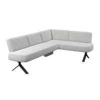 Eckbank hellgrau/Metallbeine Ulmo, S:248x176cm - Hellgrau/Schwarz, MODERN, Textil/Metall (248/176cm)