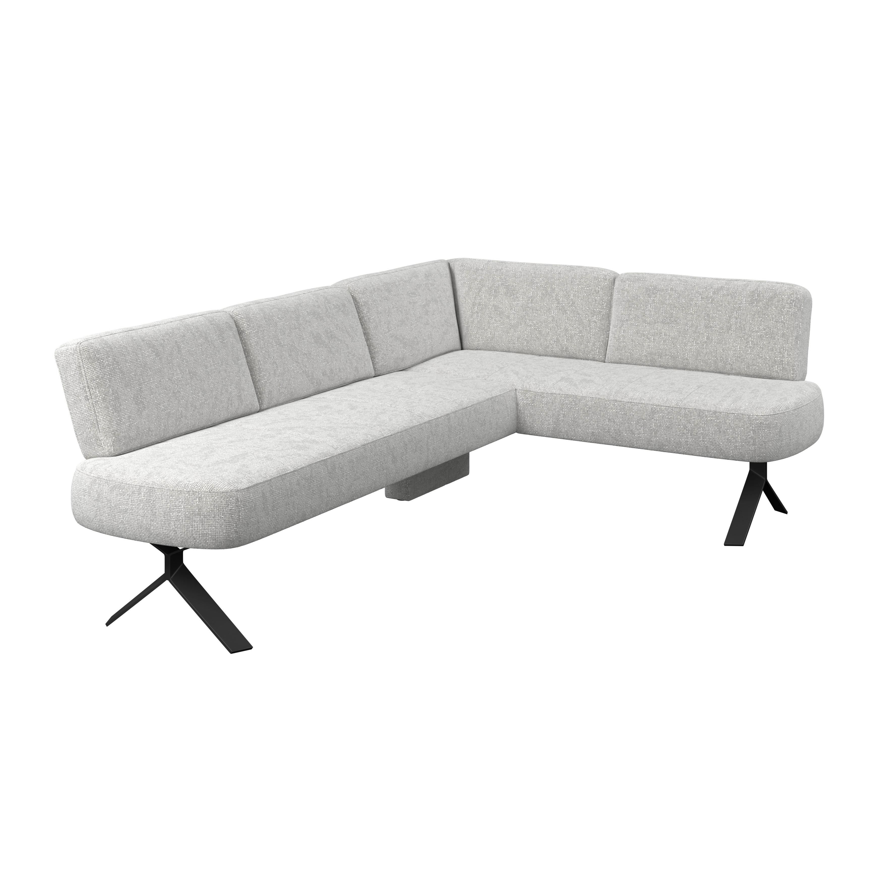 Eckbank hellgrau/Metallbeine Ulmo, S:248x176cm